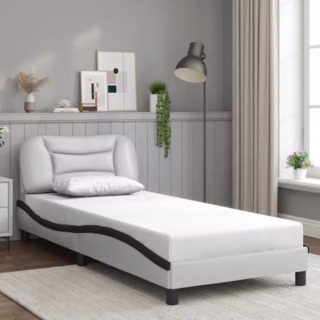 Giroletto senza materasso Hvar vidaXL in similpelle nero e bianco 90x190 cm – 1