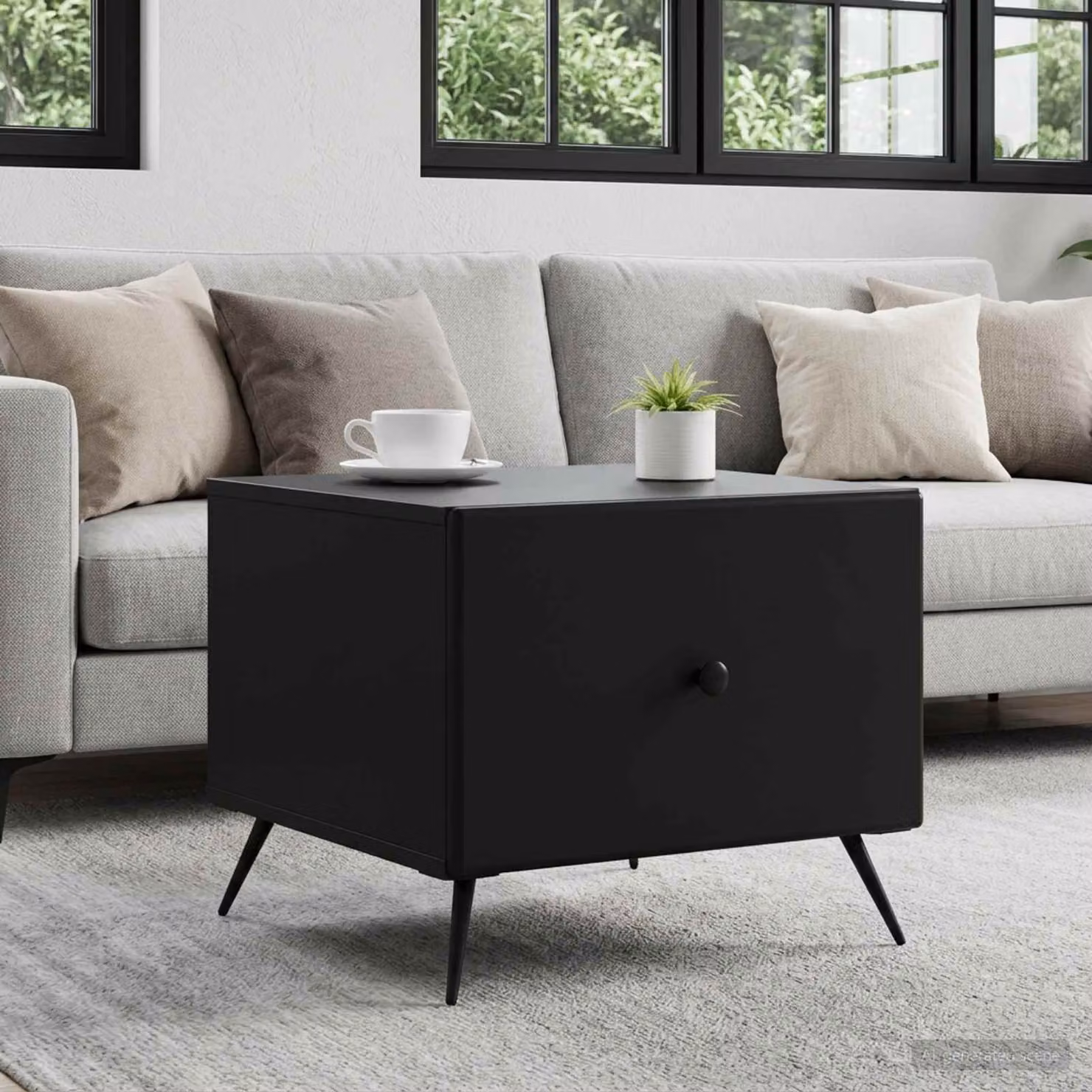 vidaXL Tavolino da salotto rettangolare in legno MDF nero L: 49 cm, P: 50 cm, H: 40 cm