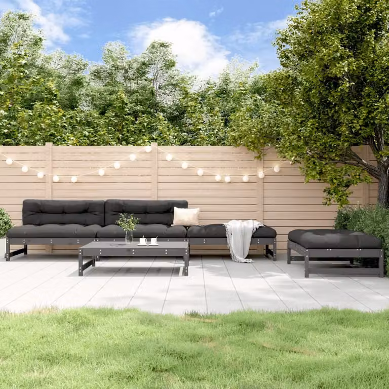 Maison Exclusive - Set Salotto da Giardino 5 pz Grigio in Legno Massello di Pino