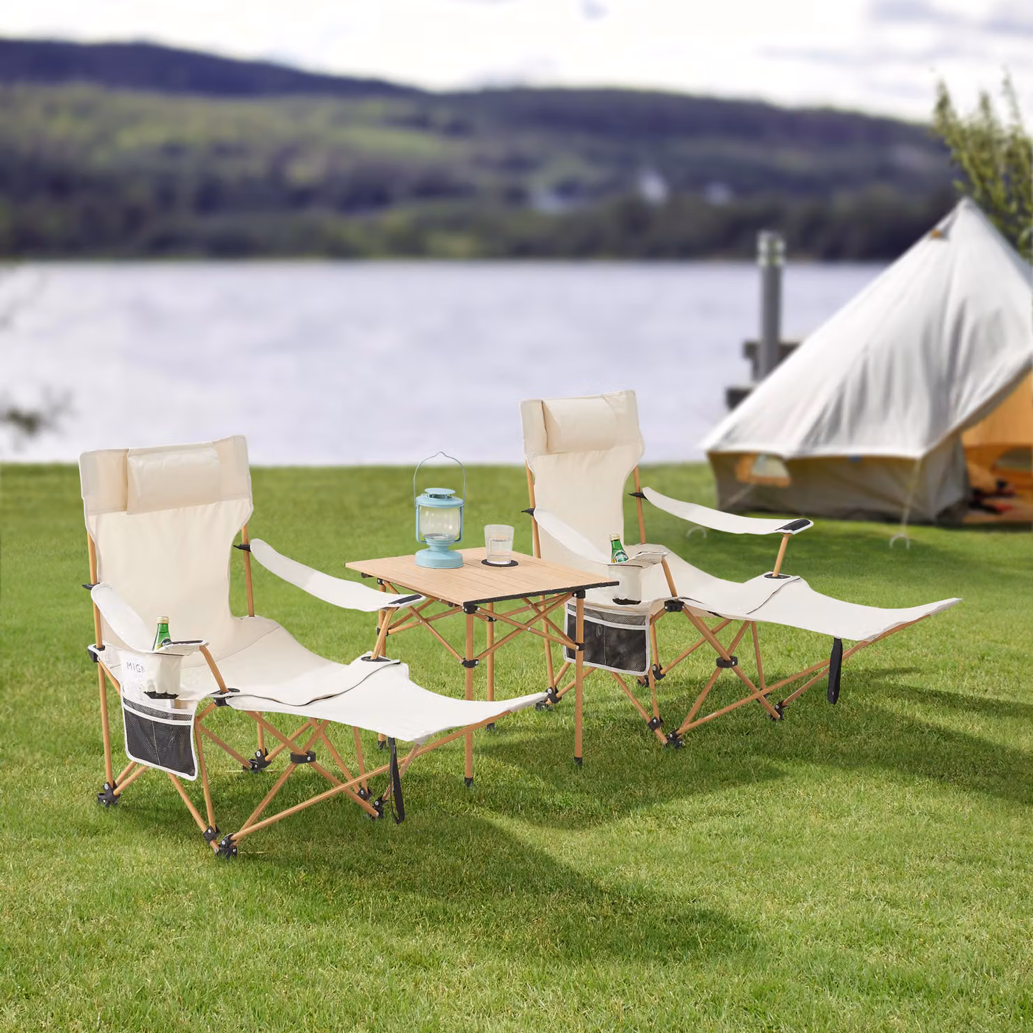 Set di mobili da giardino 'Bellante' a 3 pezzi in tessuto beige