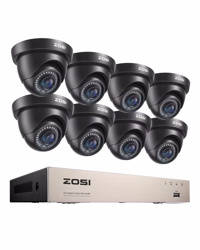 Sistema di telecamere di sicurezza CCTV, 8 canali HD 1080P, filtro IR impermeabile, telecamera nera, nessuno