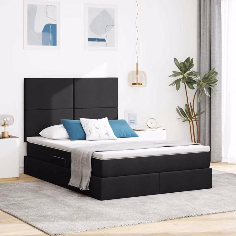 Letto con contenitore e illuminazione LED vidaXL Nero L/P: 140 x 190 cm