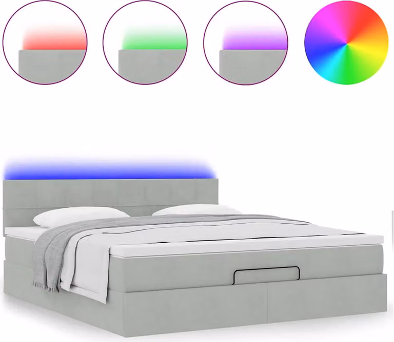 Struttura Letto Pouf con Materasso 180x200 cm in Velluto
