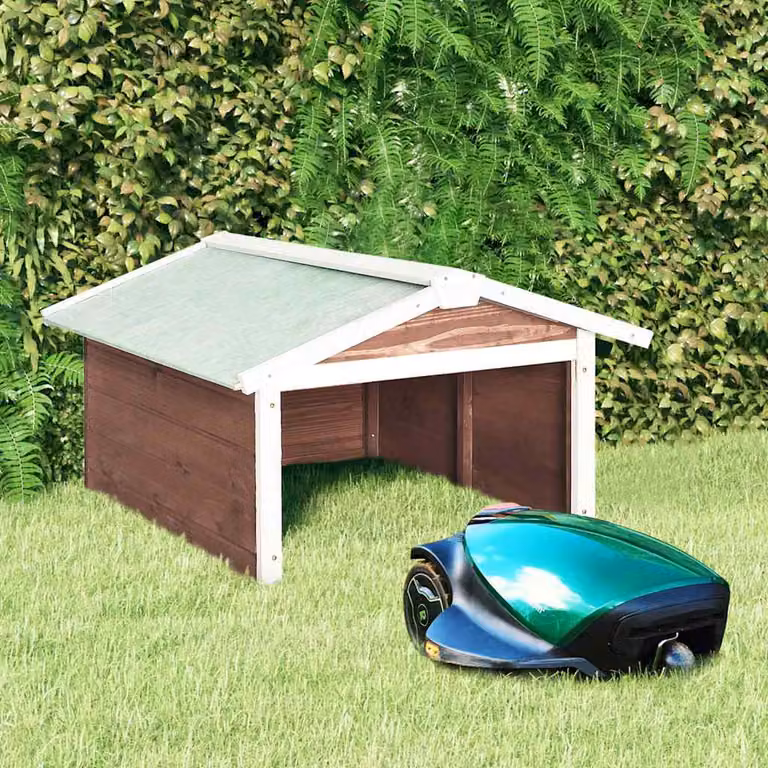Casetta per Tosaerba Robotizzato vidaXL in Legno, Colore Mocca e Bianco, H x L x P: 50 x 72 x 87 cm