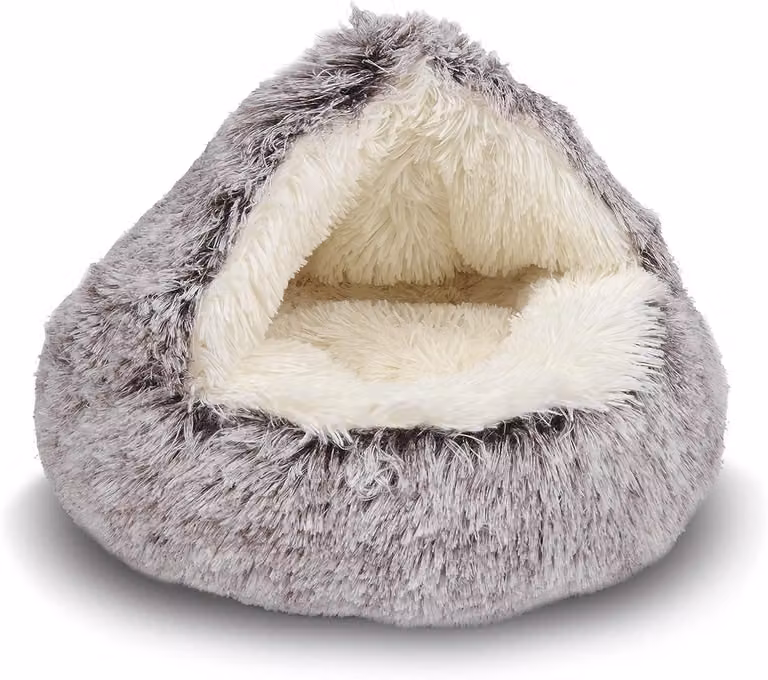 Cuccia in peluche per animali domestici, diametro 50 cm, grigia - Cuscino lavabile per gatti e cani di piccola taglia