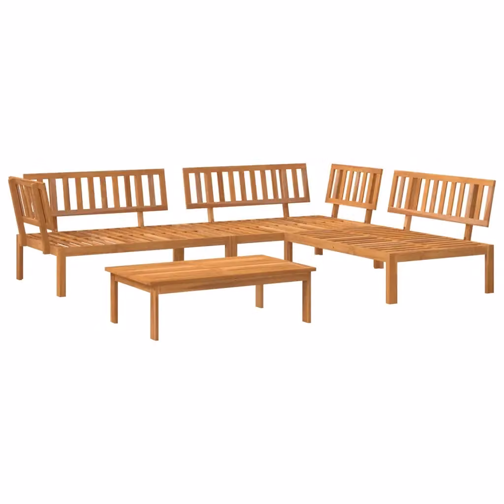 Set Divano da Giardino vidaXL in Legno di Acacia Marrone con Cuscini, 4 Pezzi a Forma di L per Terrazza e Giardino – 2