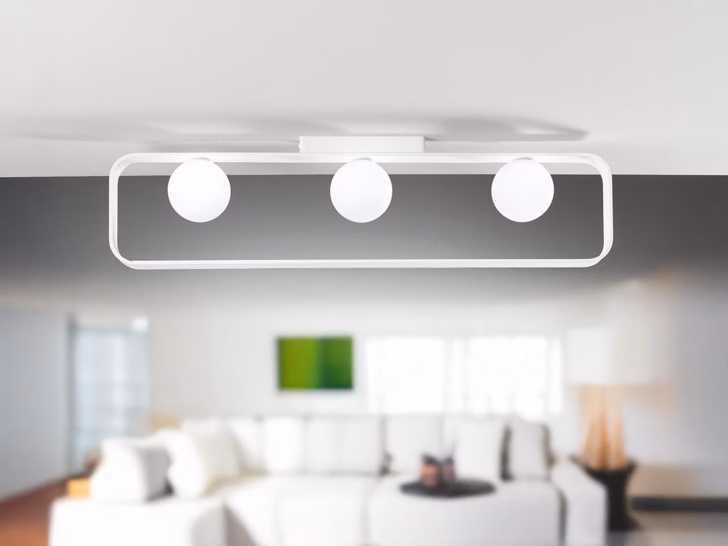 Lampada da soffitto Roxy a 3 luci in vetro opalino
