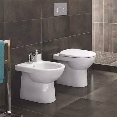 Sanitari filomuro Geberit Selnova in ceramica bianca con scarico universale e copriwc, L: 53 cm, P: 40 cm, H: 35,5 cm