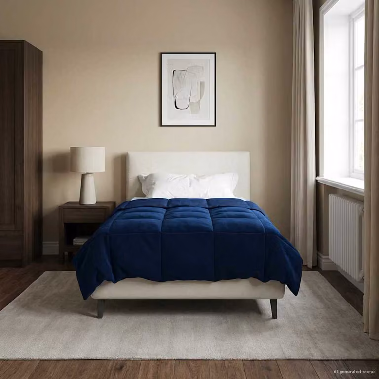 vidaXL Piumone Invernale per Adulti in Microfibra Traspirabile e Reversibile, Blu, L/P/H: 140 x 200 cm