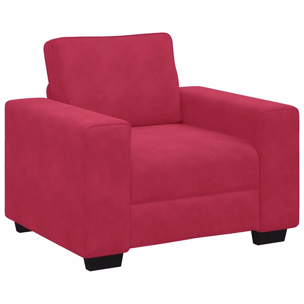 Divano Sedia vidaXL in Velluto Rosso con Braccioli, Design Moderno, L/P/H: 100 x 77 x 82 cm – 2