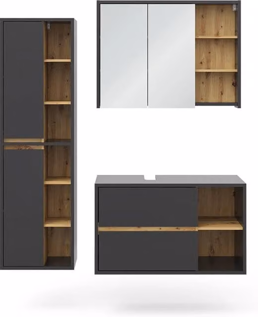 Set di mobili da bagno Viola Antracite 3 pezzi Vicco