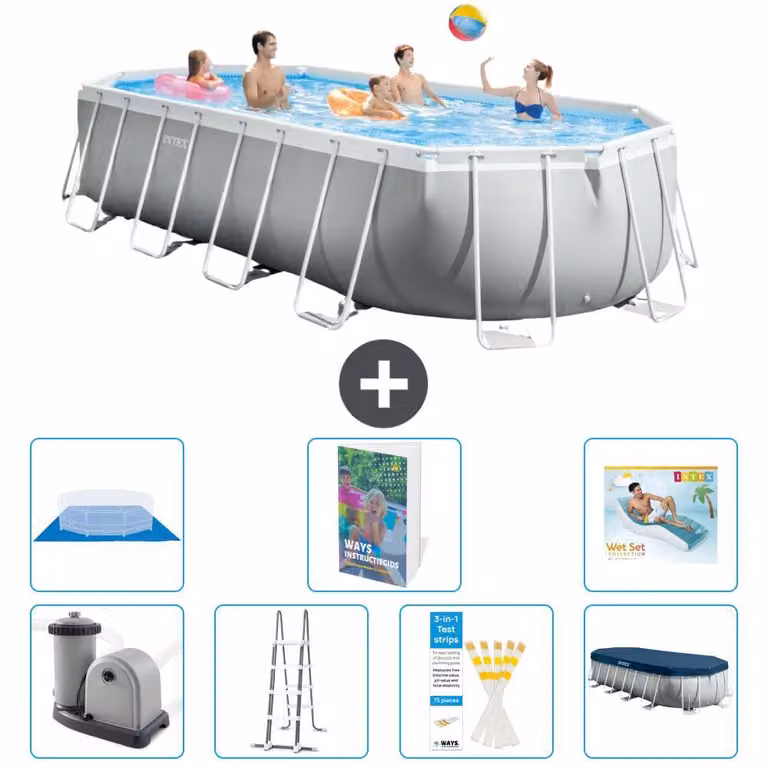 Piscina a forma ovale con struttura Prisma - 610x305x122 cm - 6 pezzi - Modello S670