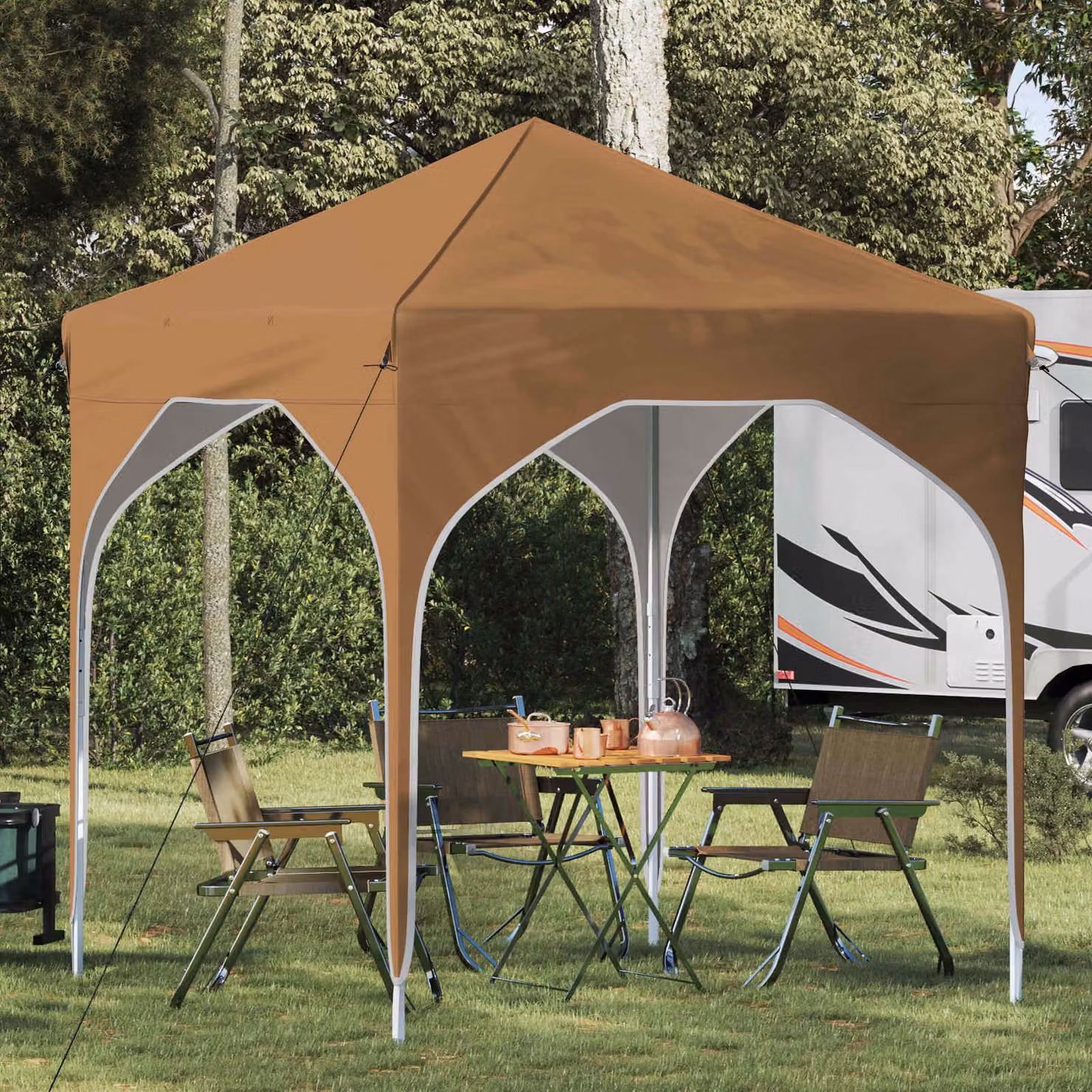 vidaXL Tenda per feste a pop-up Beige L: 194 cm, P: 194 cm, H: 245 cm