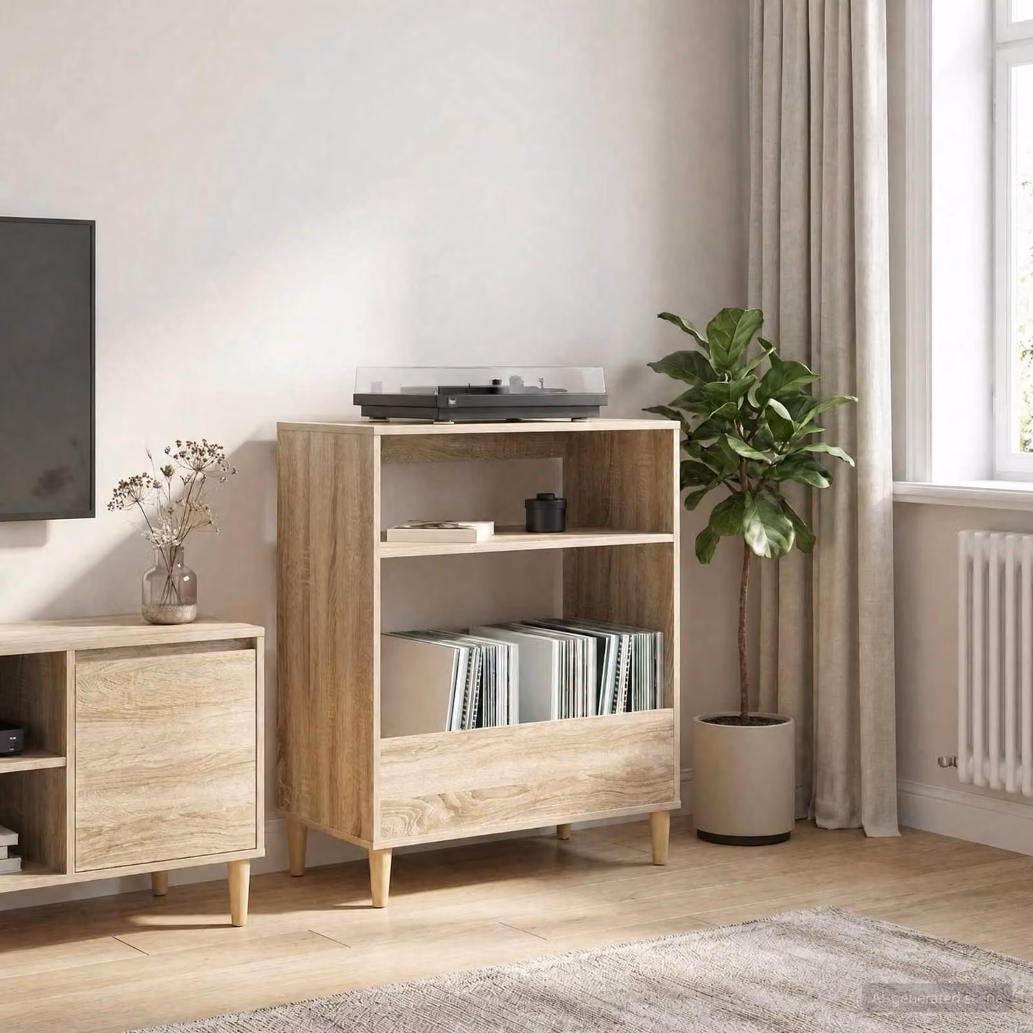 vidaXL Supporto per giradischi moderno in legno marrone, L: 71 cm, P: 39,5 cm, H: 83 cm