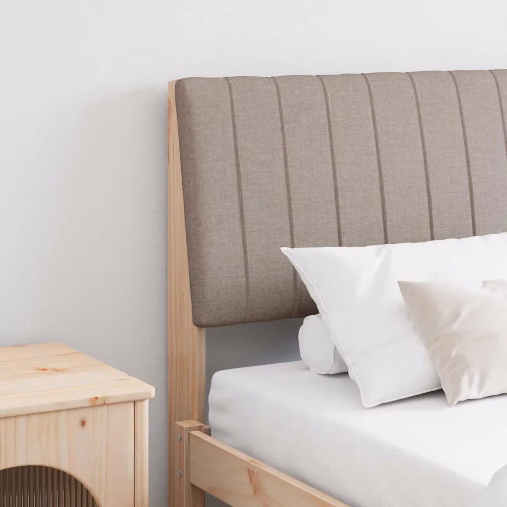 Testiera imbottita Talpa vidaXL in pino massello e tessuto beige, Larghezza: 180 cm