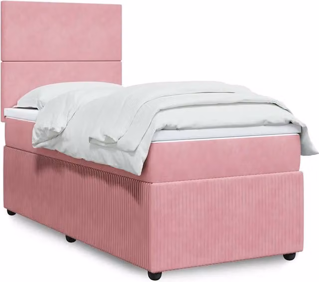 Giroletto a Molle con Materasso Rosa 90x200 cm in Velluto 3292237