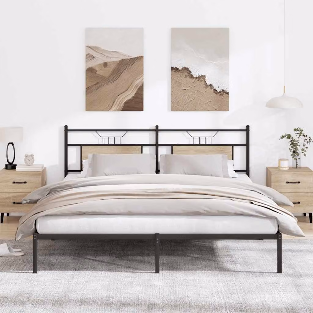 Giroletto senza materasso vidaXL in truciolato e metallo, colore Rovere Sonoma, L: 188 cm, P: 207 cm
