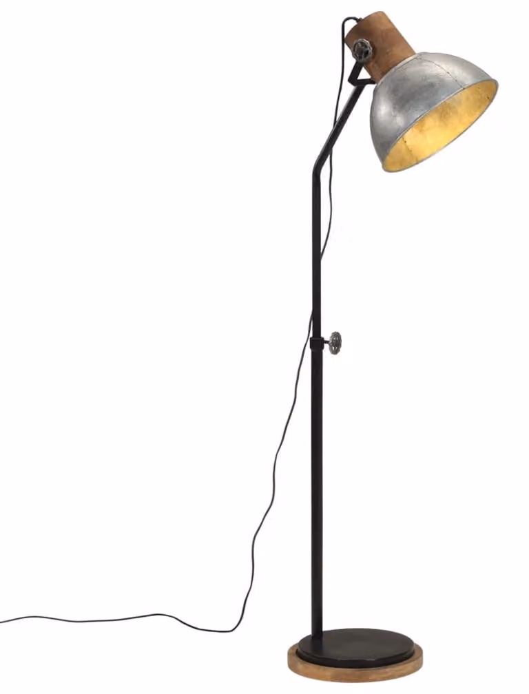 vidaXL Lampada da terra 25 W Vintage Silver 30x30x100-150 cm E27