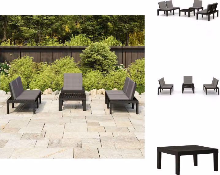 vidaXL set salotto da giardino 4 pezzi con cuscini in plastica grigio - Set di mobili da giardino