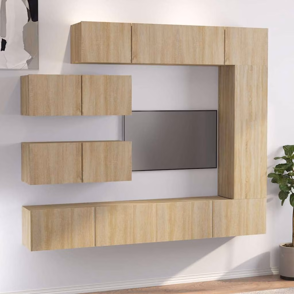 Set di Mobili Porta TV 7 pz vidaXL in Legno Multistrato Rovere Sonoma – 1