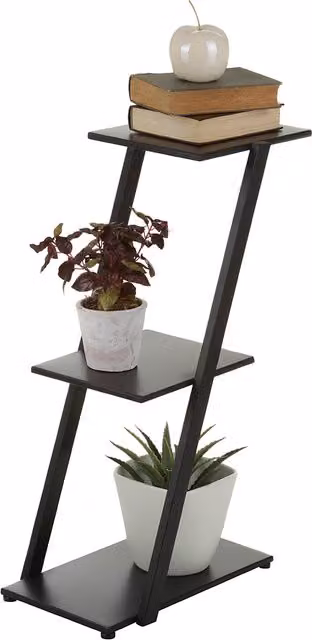 Scaffale moderno con 3 ripiani in metallo antracite o nero, L 40 cm x P 25 cm x H 70 cm