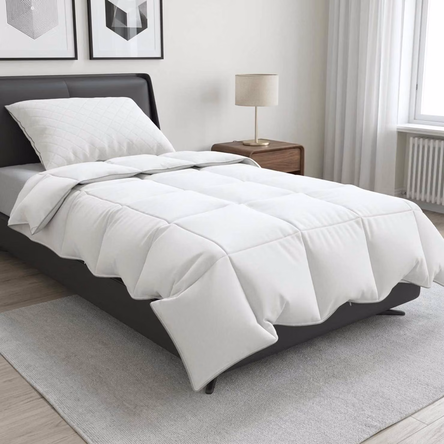 Piumone estivo vidaXL FULDA in piuma d'oca e piumino, L 155 x P 200 cm, bianco