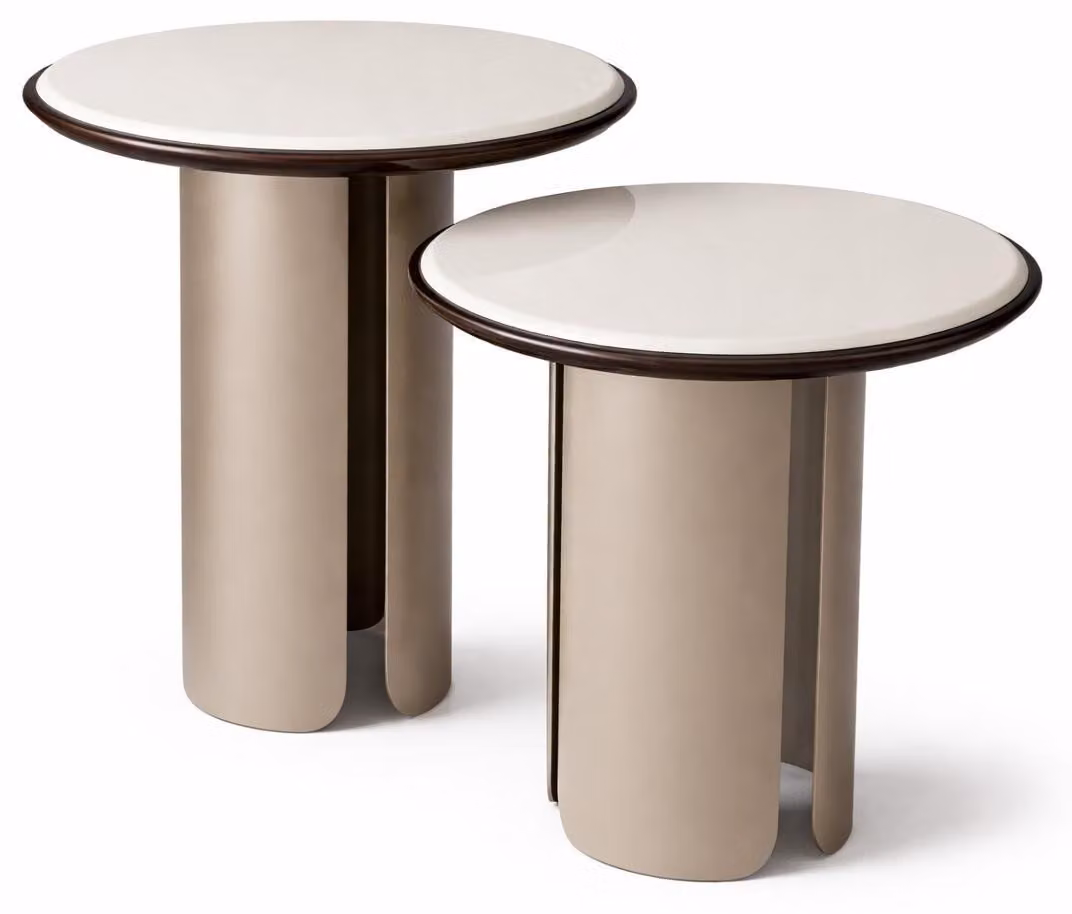 Tavolini laterali beige, tavoli rotondi, tavolino da soggiorno, mobili di design