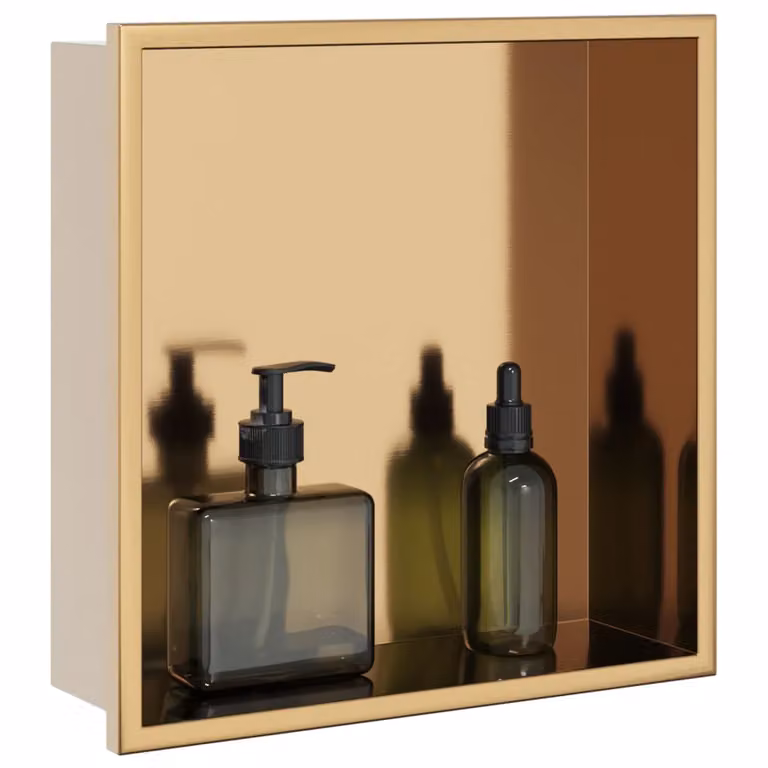 Nicchia per doccia incassata vidaXL in acciaio inox color oro spazzolato L/P/H: 32 x 32 x 9 cm