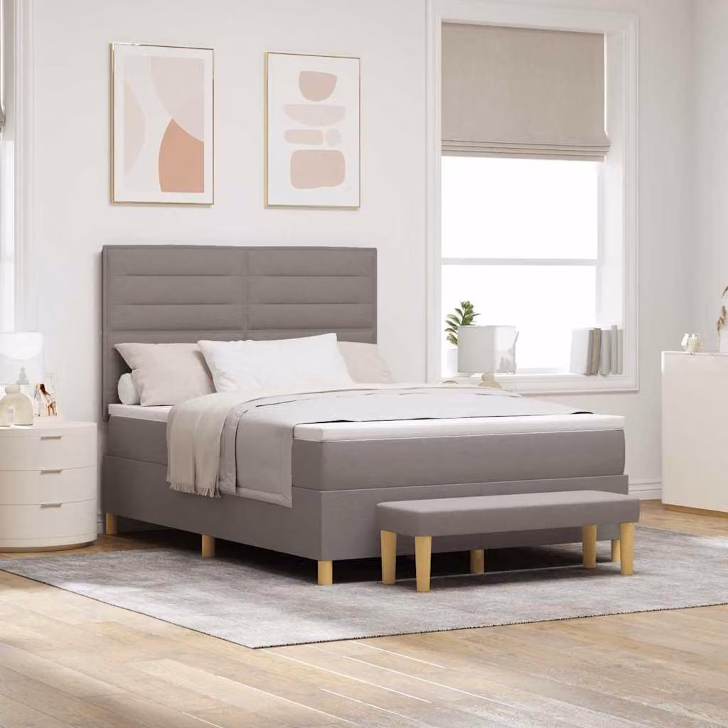 Maison Exclusive - Letto boxspring con testiera color taupe 200 x 140 cm in tessuto