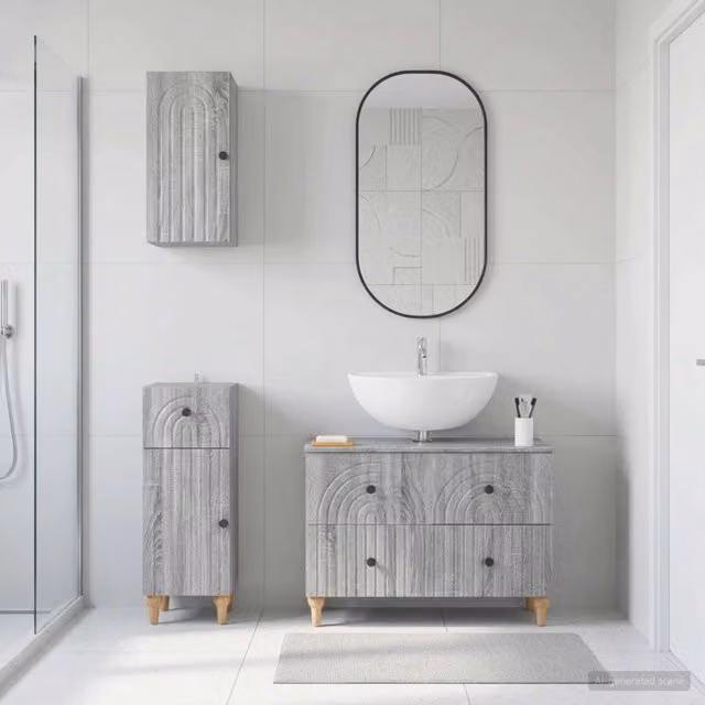 Set di armadietti da bagno in 3 pezzi ALKMAAR Sonoma grigio 3417753