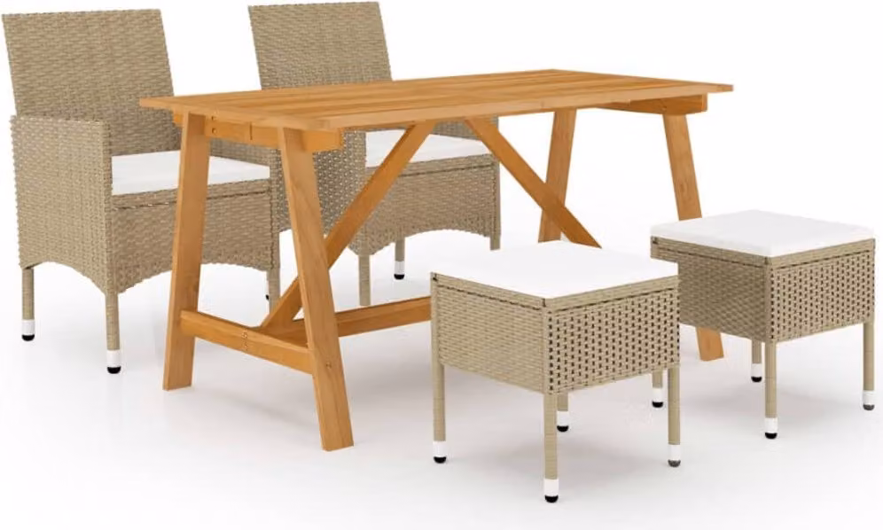 Maison Exclusive - Set da pranzo da giardino 5 pezzi, beige