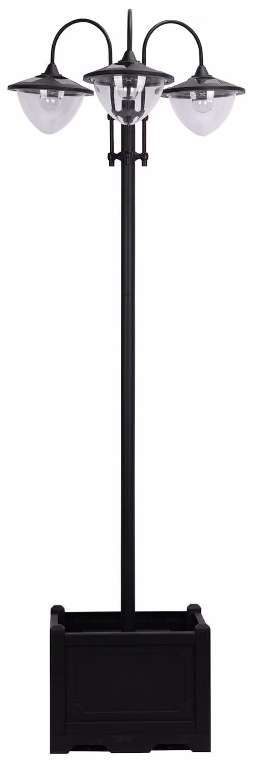 Lampada da giardino a luce solare Lampada a 3 teste con base per vaso di fiori, impermeabile, acciaio inossidabile, 60x55x189 cm