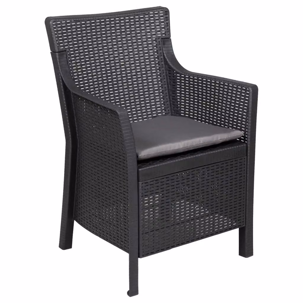 Divano Sedia-Poltrona Antracite in Plastica dal Design Minimalista per Giardino e Terrazzo – 2