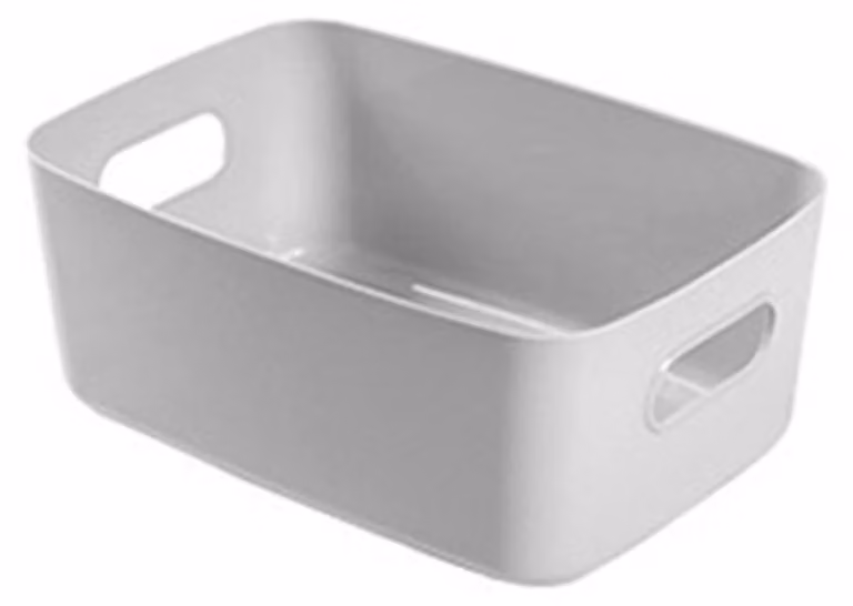 Cesto portaoggetti da scrivania, scatola porta cosmetici in PP, organizer per piccoli oggetti da scrivania con maniglia, grande, grigio