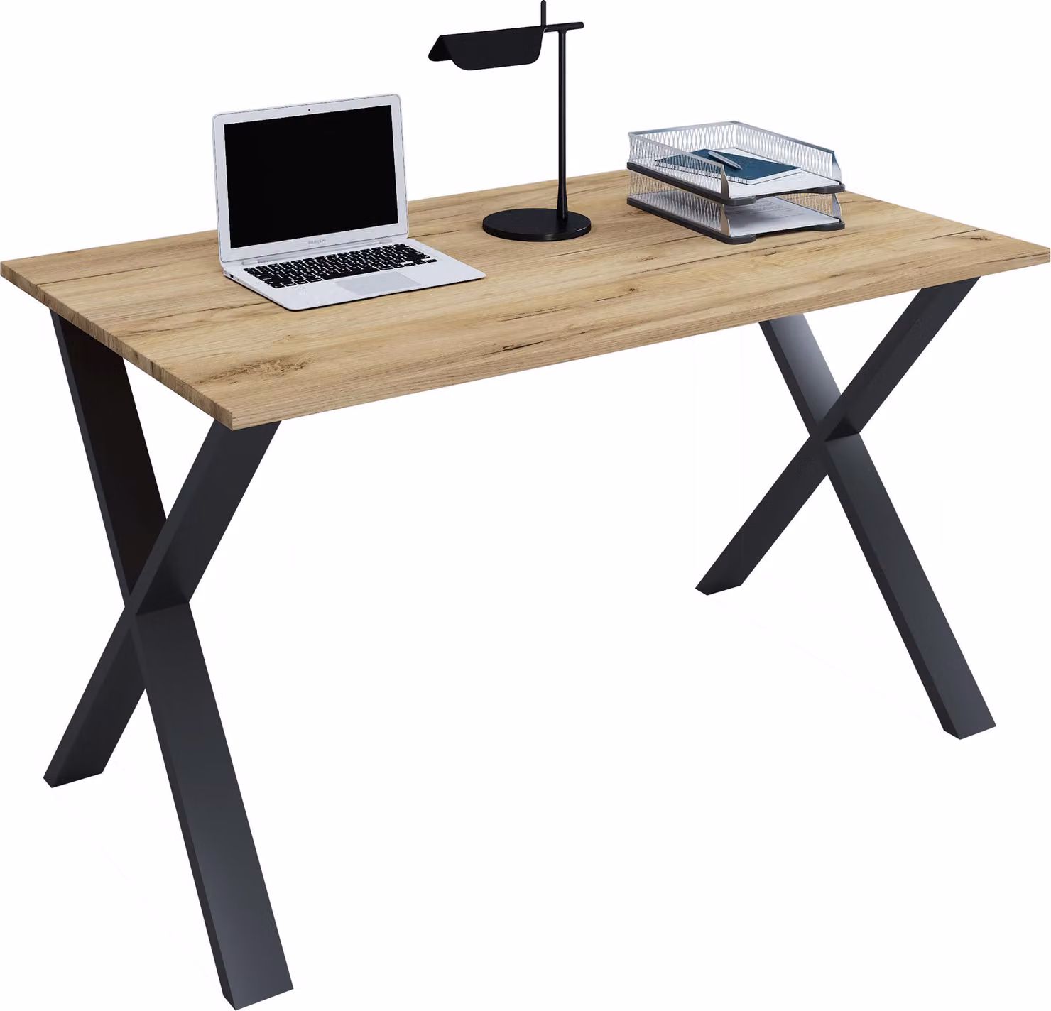 Scrivania in legno | H. 76 x W. 140 x T. 50 cm | Tavolo per computer semplice | piedini in metallo di alta qualità | Tavolo da lavoro | Mobili da ufficio - Lona X