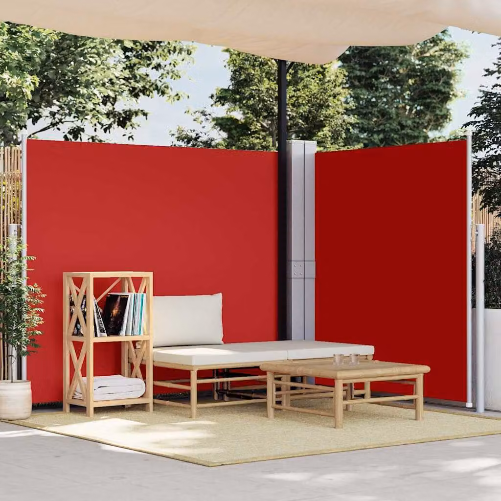 Tenda da Sole Laterale Retrattile vidaXL in Poliestere e Acciaio, Rossa, L: 600 cm, H: 170 cm