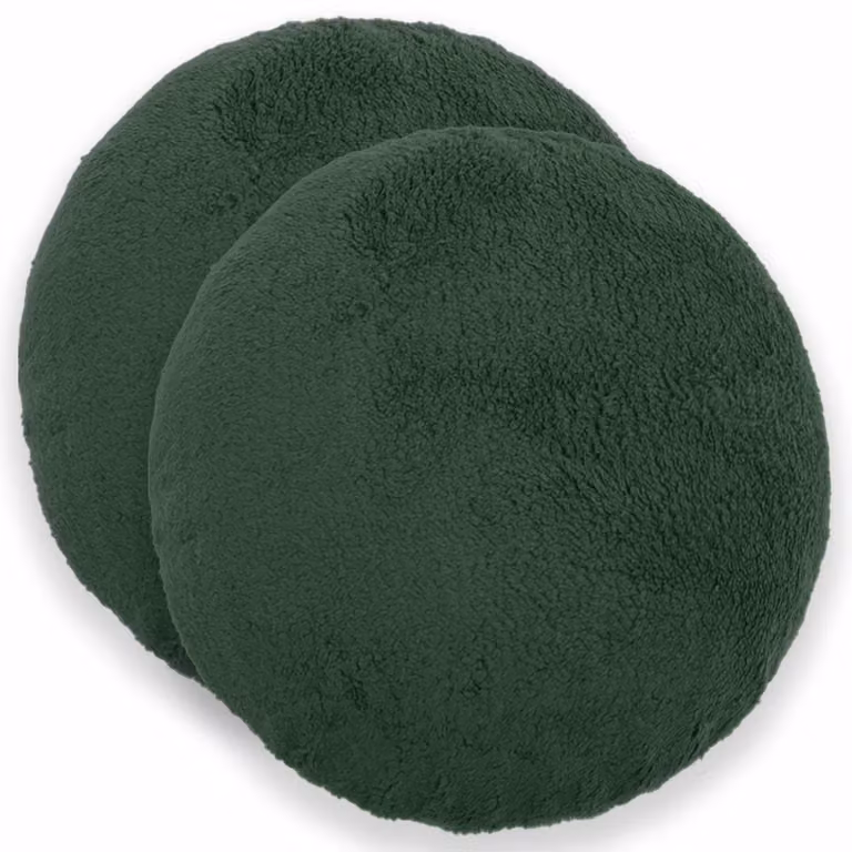 Set di 2 federe rotonde vidaXL HEERLEN in tessuto bouclé verde scuro, Ø 60 cm