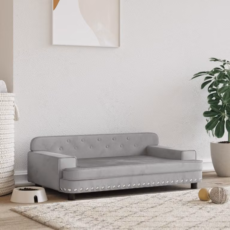 The Living Store Letto per cani Grigio chiaro 90x53x30 cm Velluto