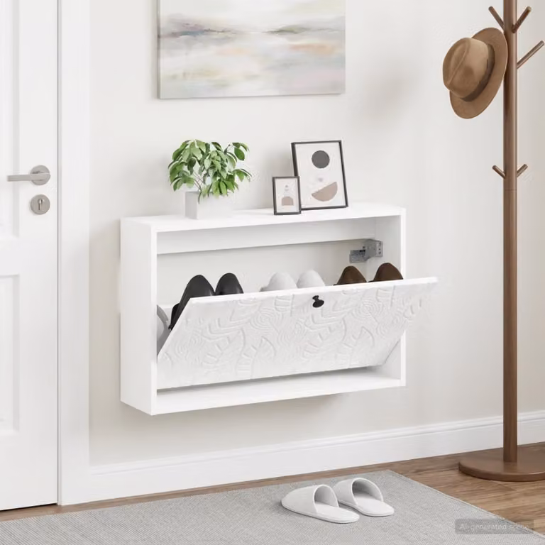 Mobiletto per scarpe da muro moderno vidaXL DELFT Bianco L: 71 cm, P: 17 cm, H: 43 cm