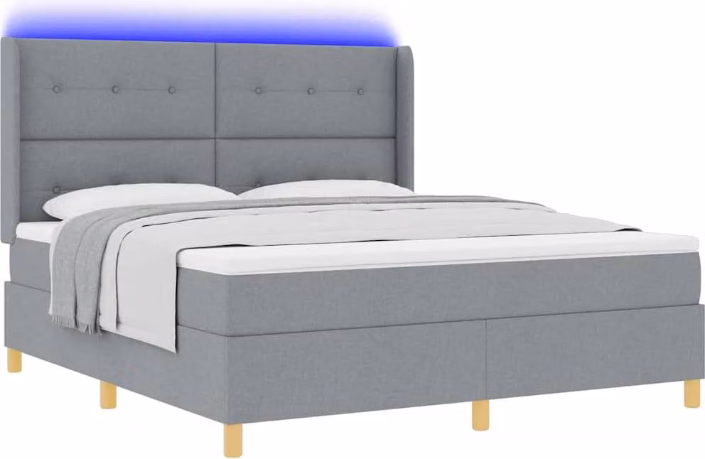 Letto a molle con testiera Grigio chiaro 180 x 200 cm Tessuto