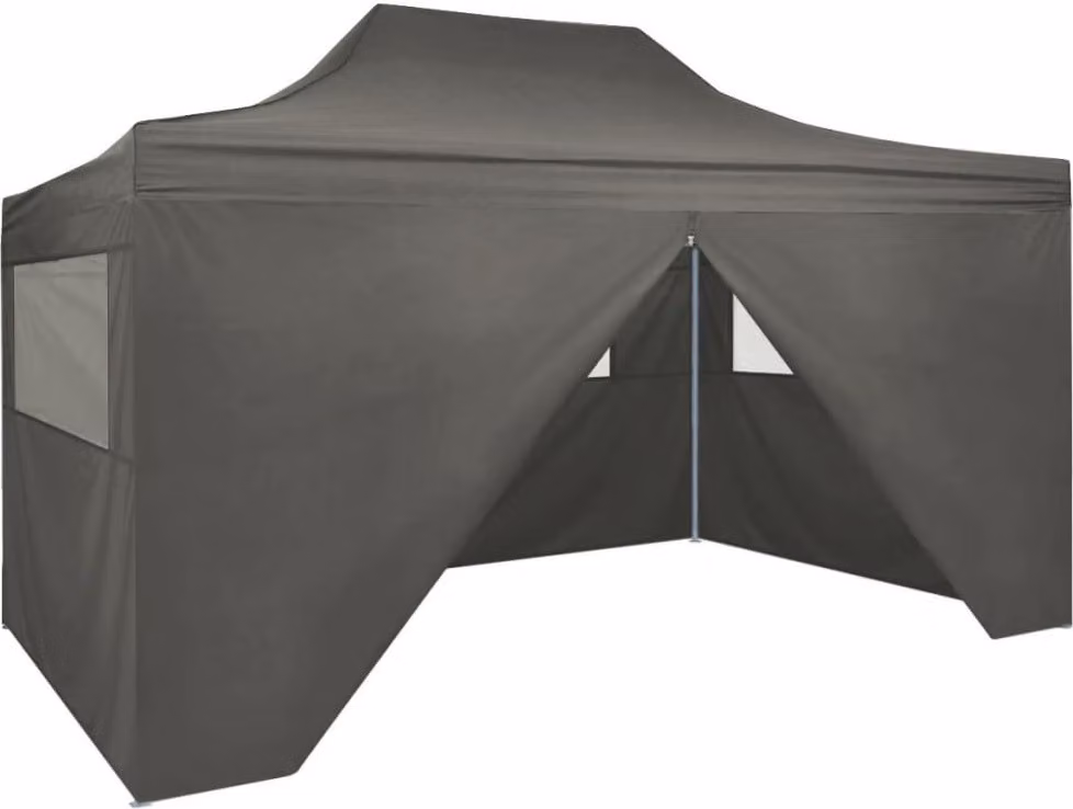 The Living Store Tenda professionale pieghevole per feste con 4 pareti laterali 3×4 m in acciaio antracite