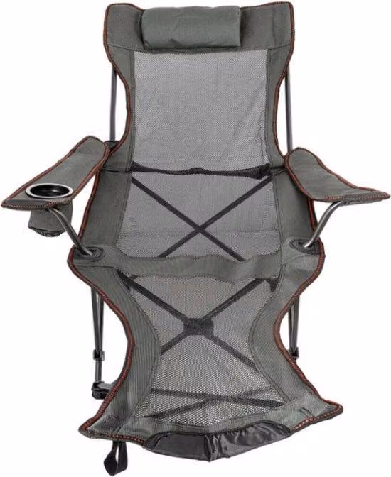 Sedia da campeggio con meccanismo pieghevole - Lettino prendisole con schienale regolabile - include portabicchieri - per un peso massimo di 150 kg - colore grigio