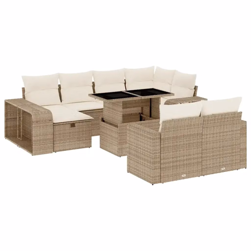 Set di divani da giardino vidaXL 11 pezzi in rattan con cuscini beige e struttura in metallo per esterno – 2