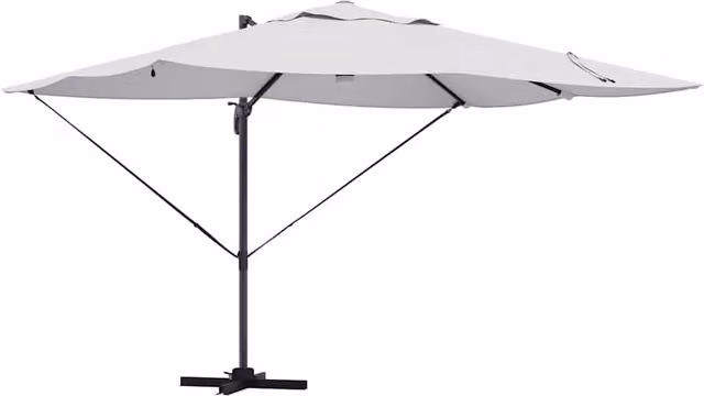 Ombrellone a braccio orientabile HELLOSHOP26 in alluminio e poliestere color sabbia e bianco L: 351 cm, P: 250 cm, H: 253 cm