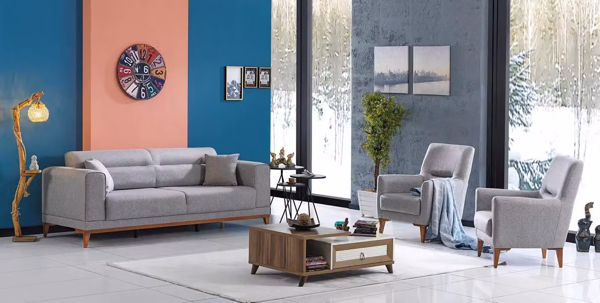 Polstermöbel Sitzgruppe Wohnlandschaft Lounge Sofa Couch Sofagarnitur 3+1+1