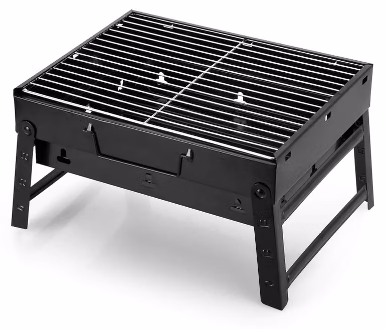 Barbecue a carbone pieghevole - Acciaio inox - 400 x 270 x 200 mm - Portatile per 3-5 persone