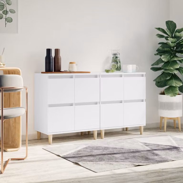 Set di 2 credenze bianche vidaXL in legno e MDF da appendere al muro L/P/H: 60 x 35 x 70 cm