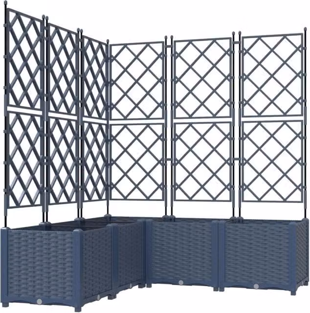 Set di 5 fioriere in plastica grigie per giardino L/P/H: 120 x 120 x 143 cm – 1