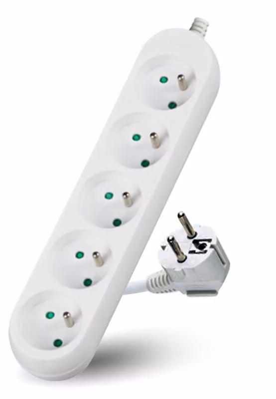 Cavo di prolunga Kobi LINEA, bianco, con 5 prese, lunghezza 1,5 metri, con messa a terra