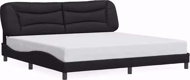 Letto matrimoniale Hvar nero in similpelle con struttura in legno e metallo L/P/H: 200 x 200 x 74,5 cm – 1